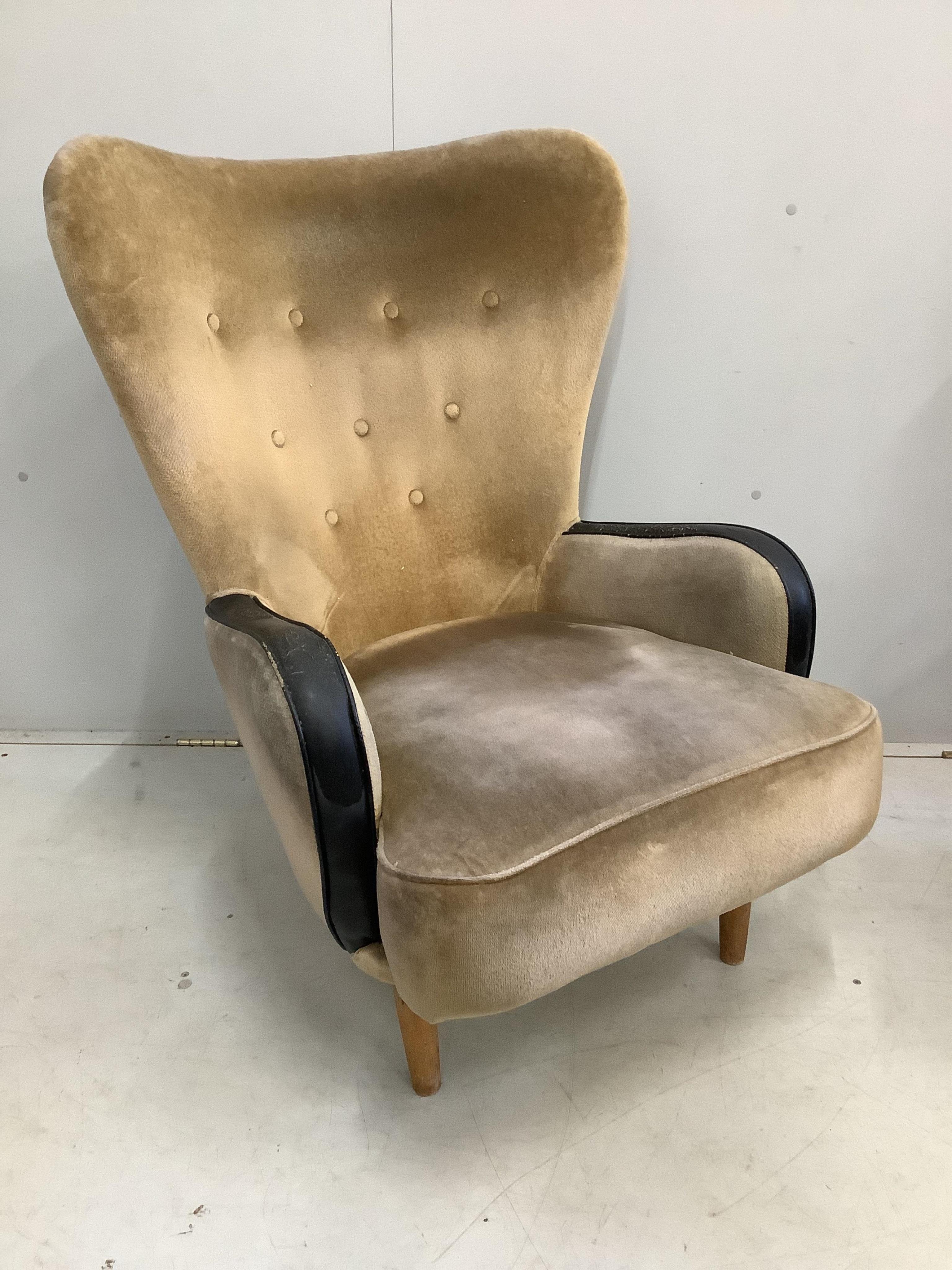 A pair of Ernest Race DA1 lounge chairs, width 76cm, depth 65cm, height 100cm